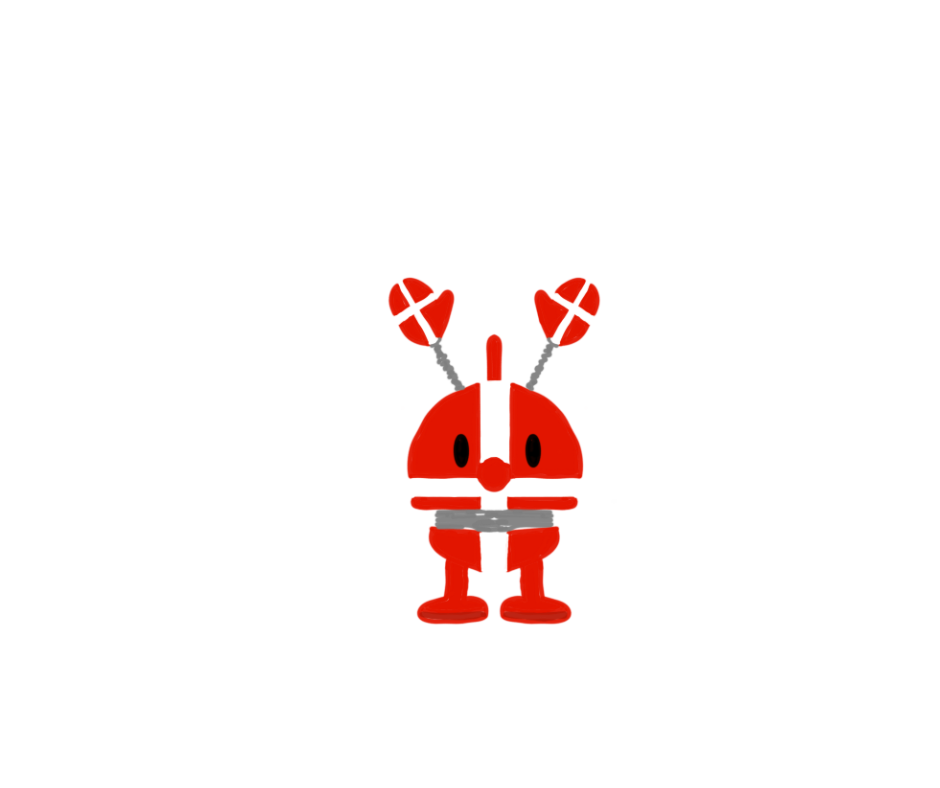 Sketchnote eines rot-weißen Hoptimist im Dänemark-Design mit zwei kleinen dänischen Flaggen.