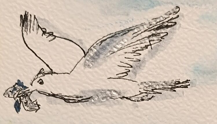 Sketchnote Möwe mit Fisch